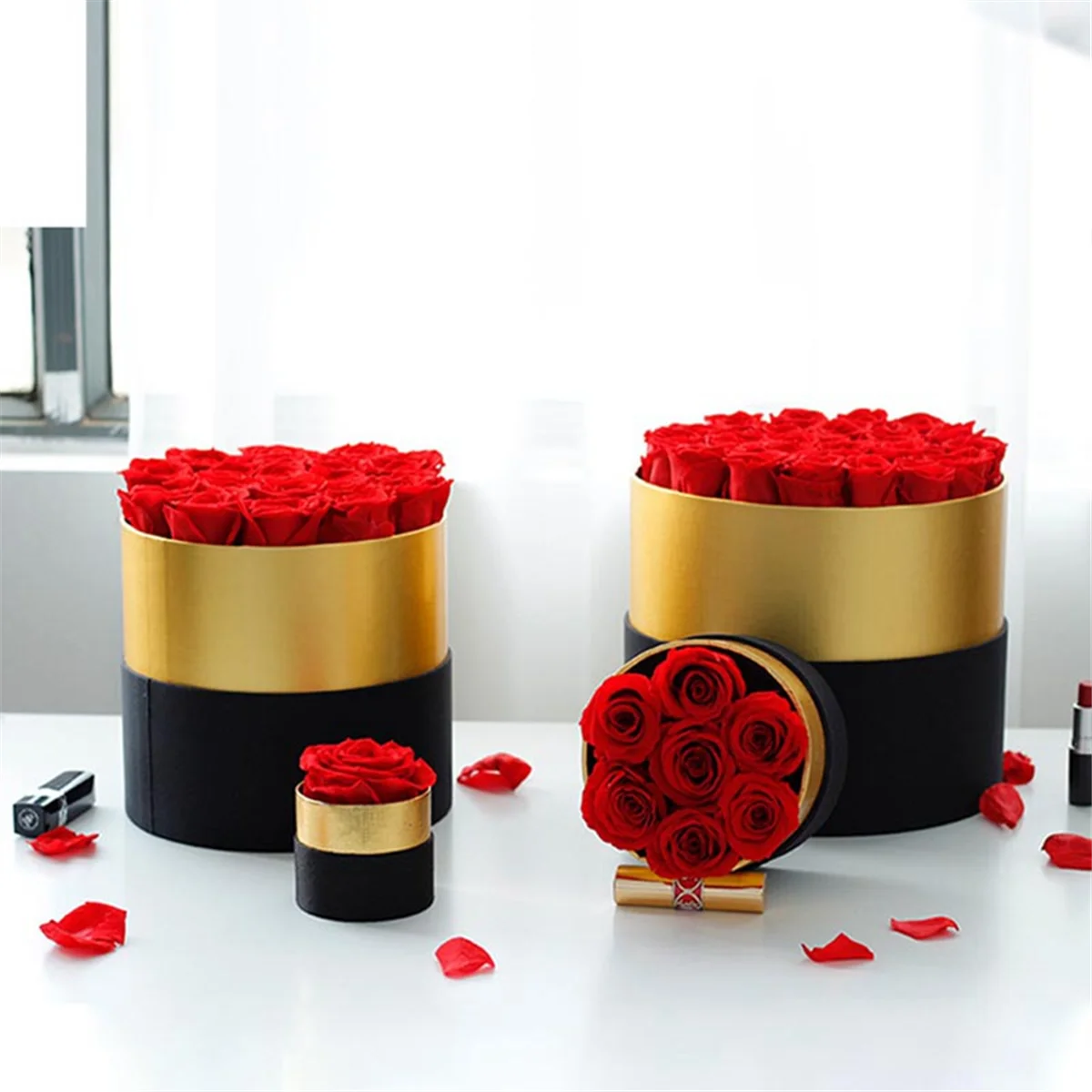 エターローズのロマンチックなレベル本物の花の贈り物のセット家の装飾バレンタインデー結婚式の贈り物妻