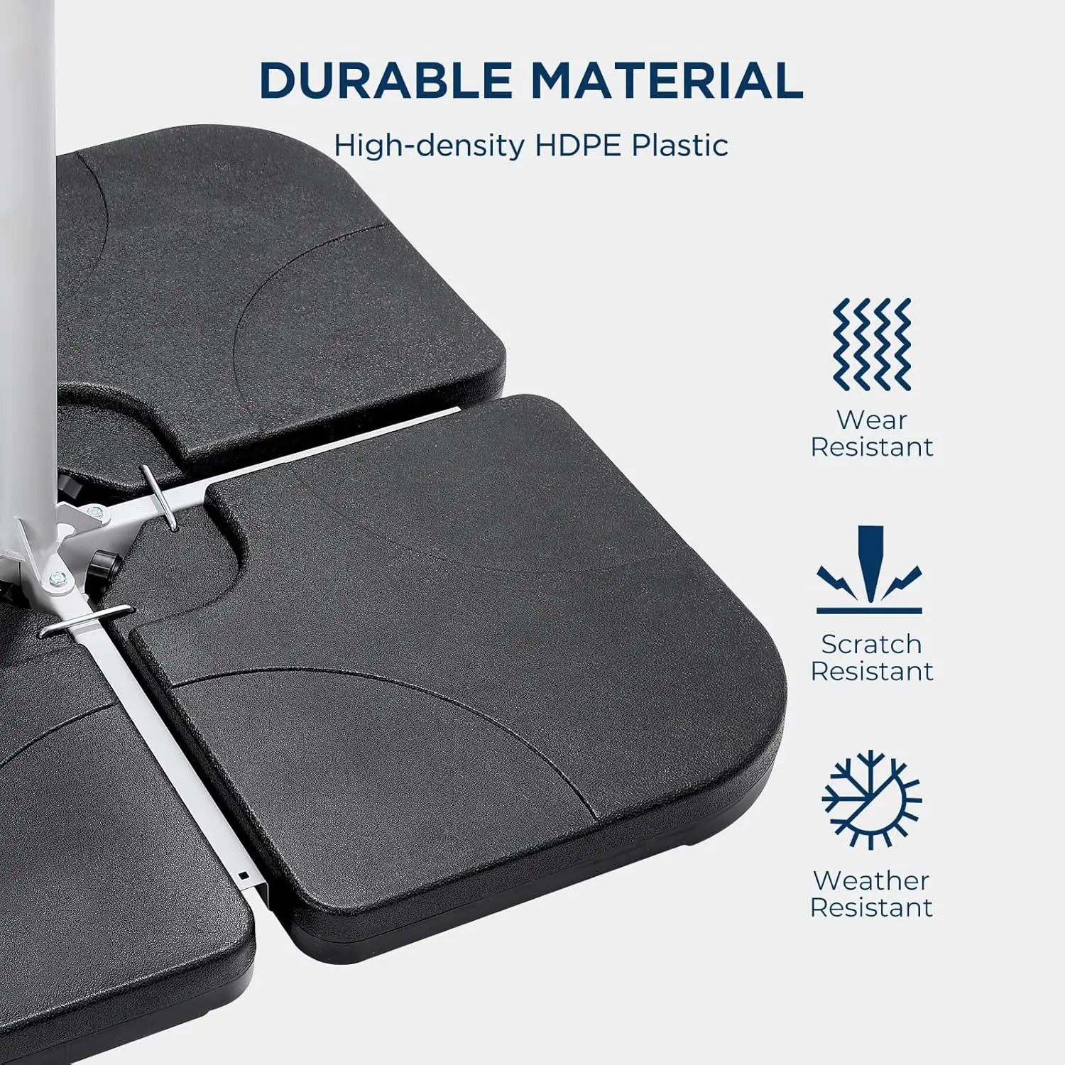 H11 Patio Umbrella Stand Base - 4-Piece 221lbs Outdoor Offset Cantilever Umbrella Heavy Duty Weights Square Base Water