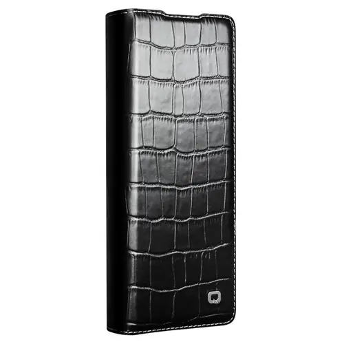 QIALINO For Samsung Galaxy Z Fold6 5G Case Crocodile Texture Genuine Cow Leather Flip Phone Cover - Black - Image 6