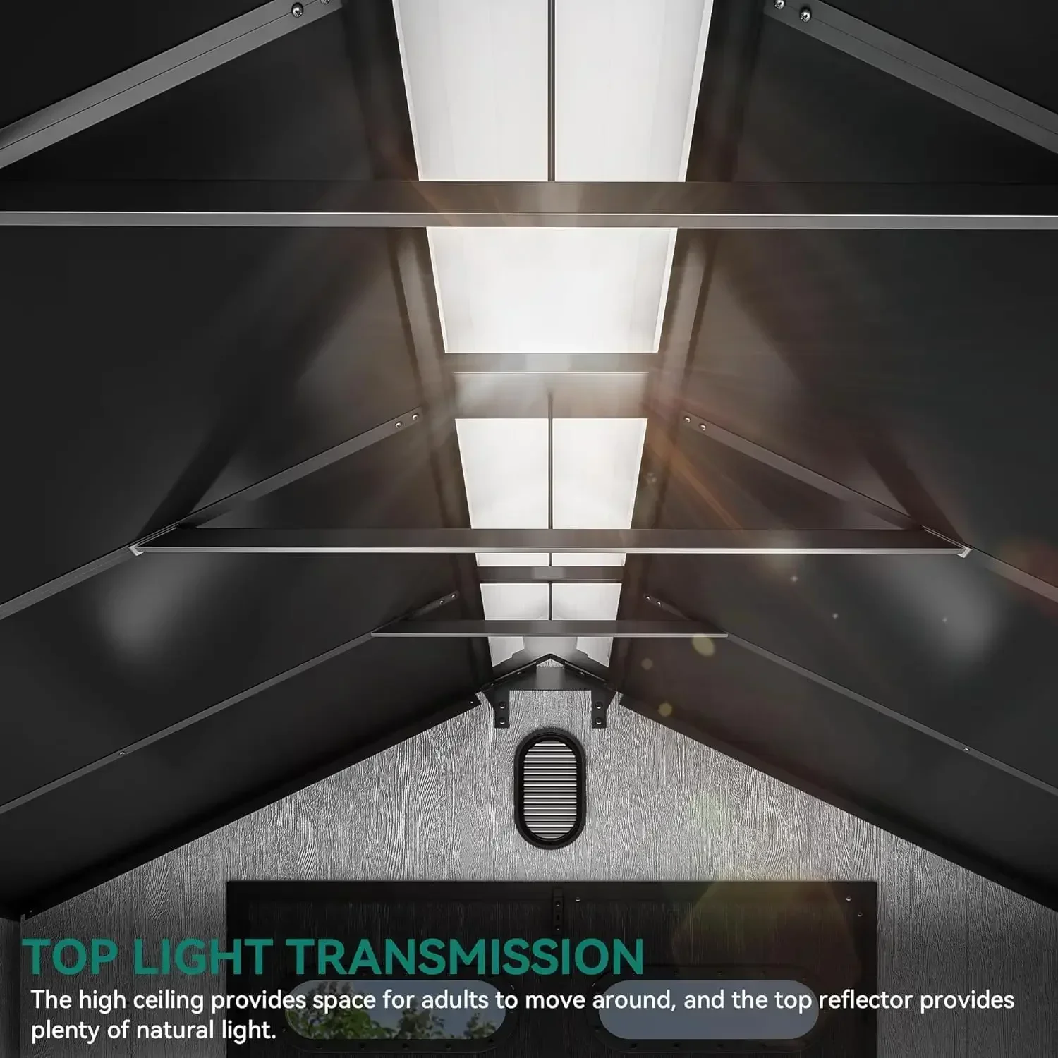 8x8ft Outdoor Resin Storage Shed with Floor, 427 cuft Waterproof Garden Shed with Lockable Door, Windows & Vents