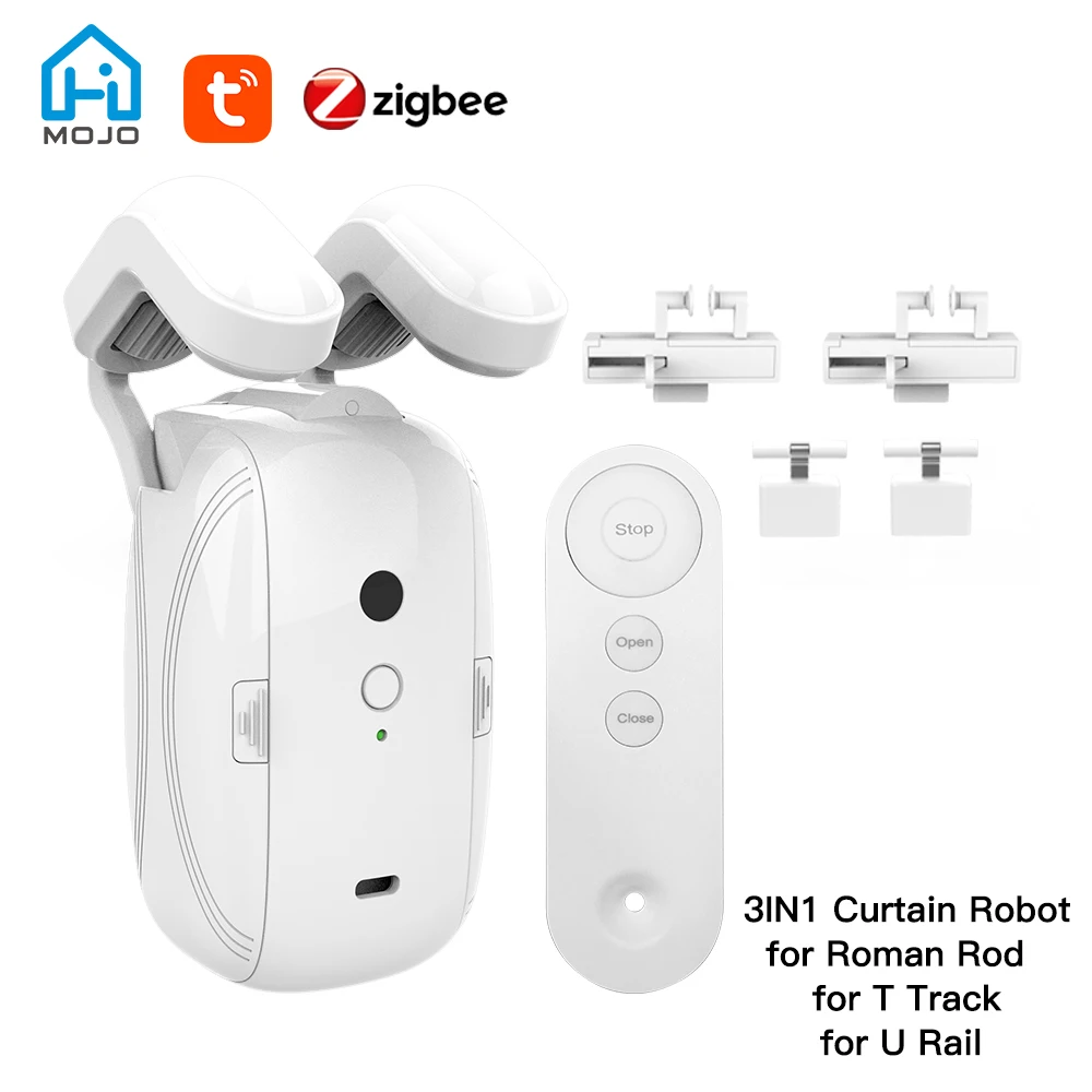 Tuya Zigbee Smart Curtain Motor t u i Track Roman Rod Elétrico Automático App Controle de Voz Alexa Google Home Alice