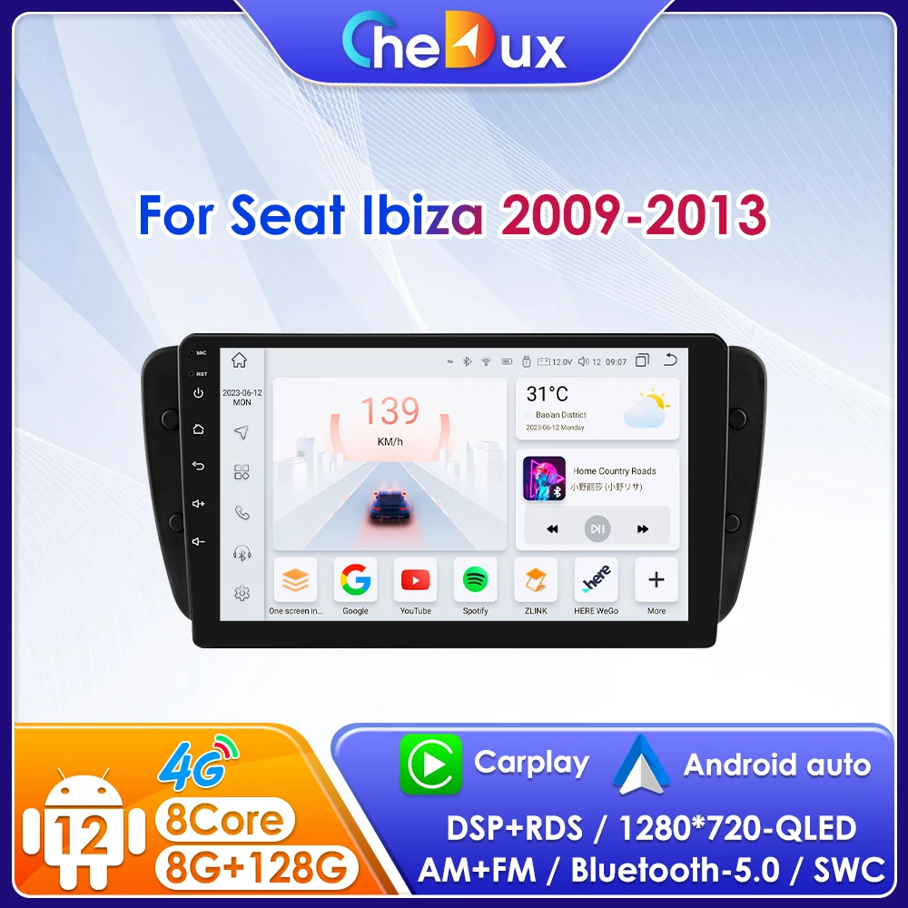 

Автомагнитола Chedux на Android 12 для Seat Ibiza 2009-2013, стерео видеоплееры CarPlay 7862, автомагнитола на Android, GPS, 2DIN, Wi-Fi