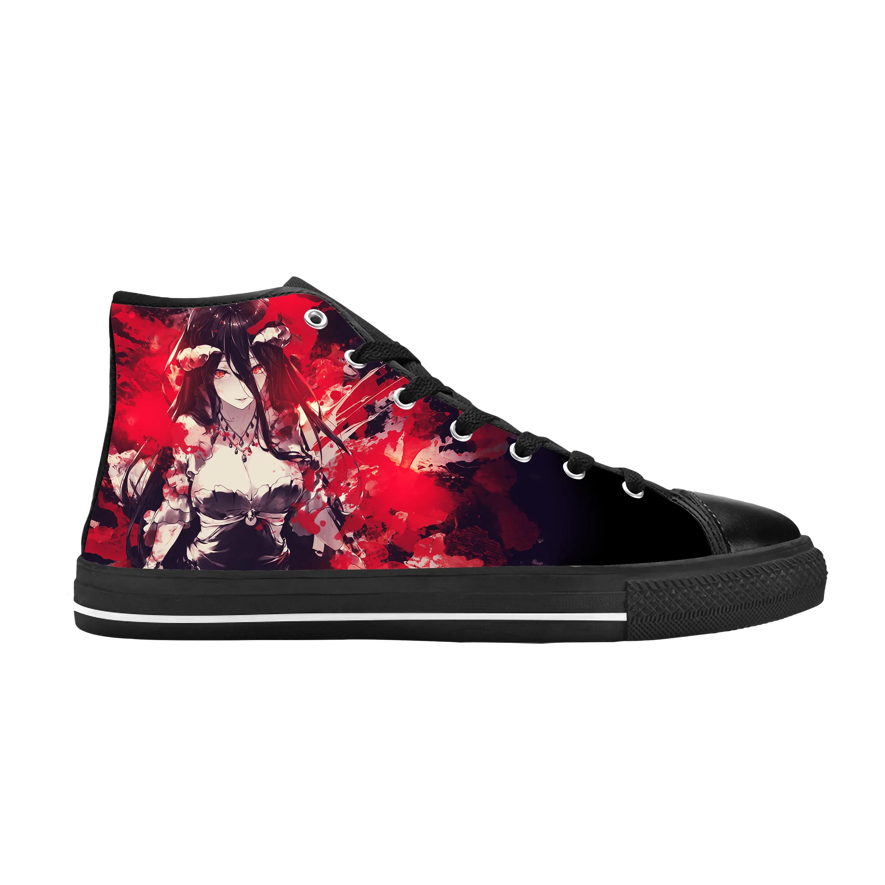 Japanese Anime Manga Cartoon Albedo Overlord Cute Casual Cloth Shoes High Top Comfortable Breathable 3D Print Men Women Sneakers