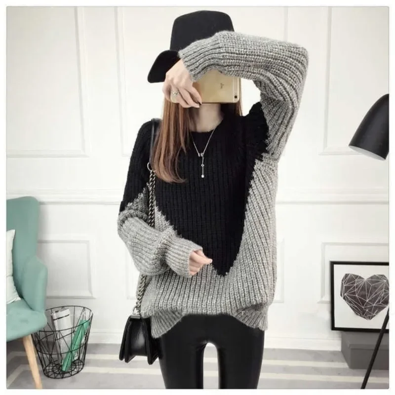 

Women's Pullover Shirring Sweater Autumn and Winter Fashion Preppy Style Round Neck Long Sleeve Knit Women's Clothing Sweet Tops