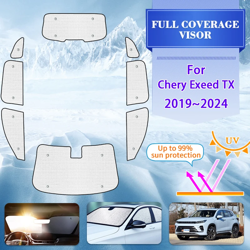 

Car Full Window Sunshade Cover For Chery Exeed TX 2019~2024 Car Anti-UV Sun Visors Window Visor Sunshade Covers Auto Accessories