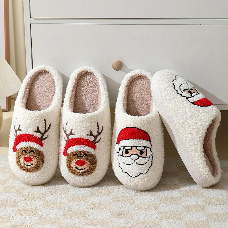 Winter Warm Women Slippers Fuzzy Cozy Plush Cotton Slides Men Couple Home Non-Slip Soft Comfortable Flat Floor Shoes 4