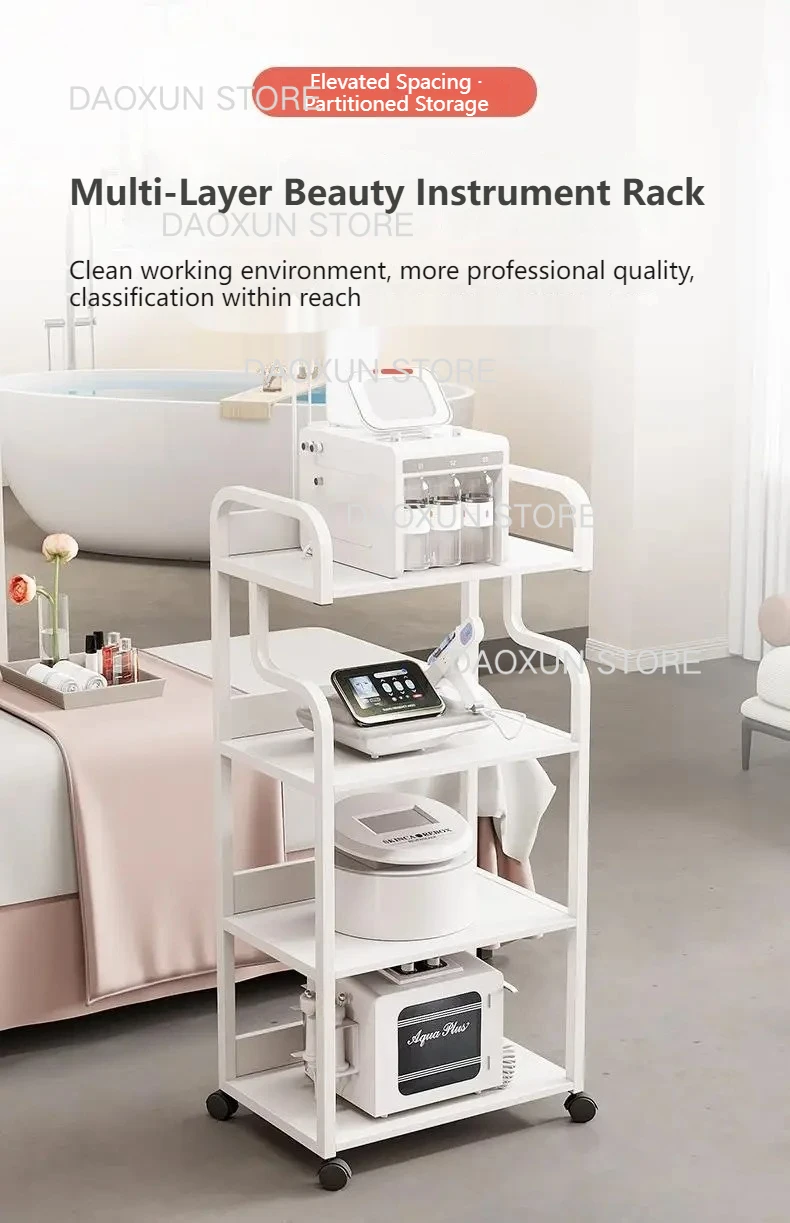 Description Picture 2 of itemTattoo Cart Iron Trolley Shopping Stainless Steel Lash Pedicure Wood Furniture Salon Transparent Small Spa Makeup Dressing Table