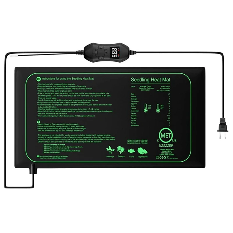 Seedling Heat Mat For Indoor Home Gardening Seed Starting, Warm Germination Hydroponic, Durable US PLUG