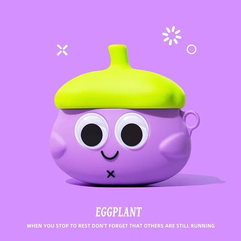 

For Airpods Pro Case,Cute 3D Cartoon Purple Eggplant Case Silicone Earphone Cover For Airpods 3 Case/Airpods 1/2 Case