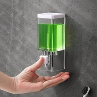 Non-punching Manual Press Soap Dispenser Wall Hanging Traceless Paste Disinfectant Bottle Bathroom Transparent Soap Dispenser 2