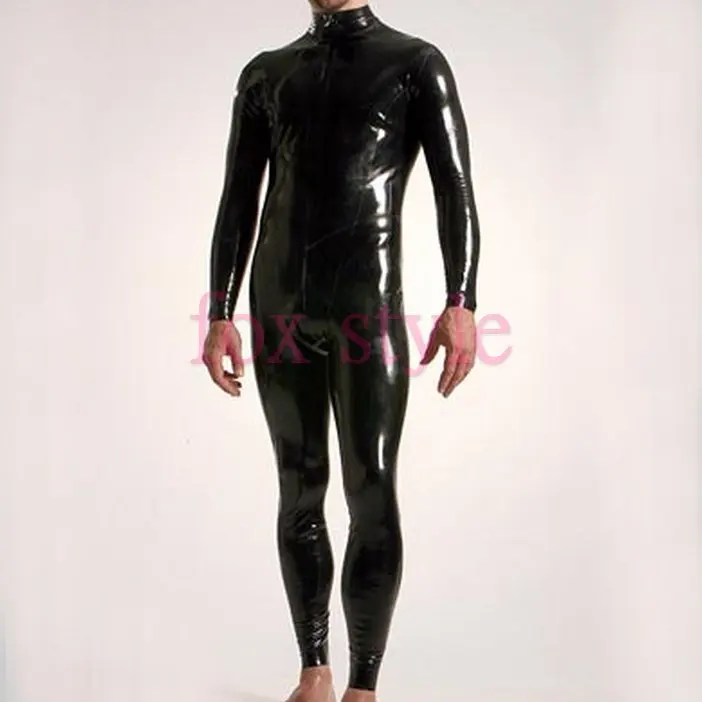 0.6mm Latex Full Cover Heavy Men's Catsuit For Adult With Front Zip To Ass FOX STYLE