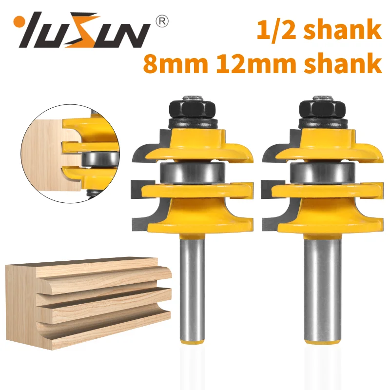 

YUSUN 1PC 8MM 12MM 12.7MM Shank Stacked Rail & Stile Bit Router Bit Woodworking Milling Cutter For Wood Bit Face Mill