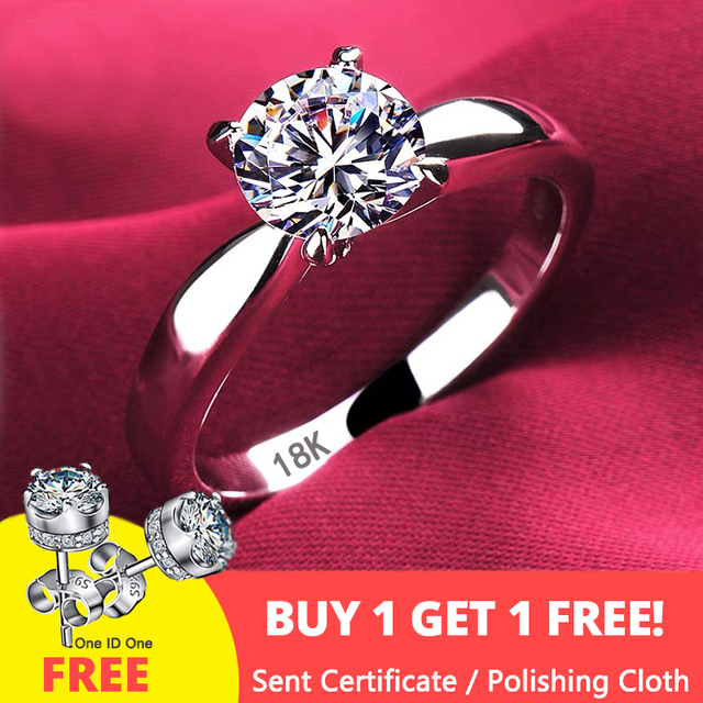 Fade Luxury Original Rings For Women Engagement Gift Proposal Jewelry Bride Wedding Bands Allergy Free (Sent Earrings)