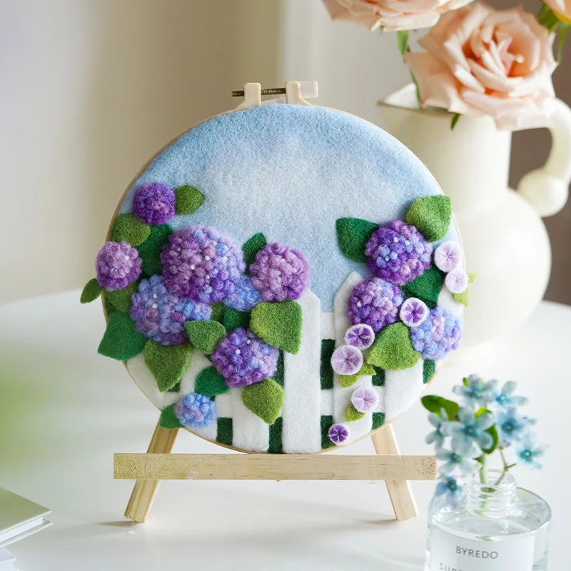DIY Wool Needle Felt Painting Kit 20x20cm With Frame For Home Decors