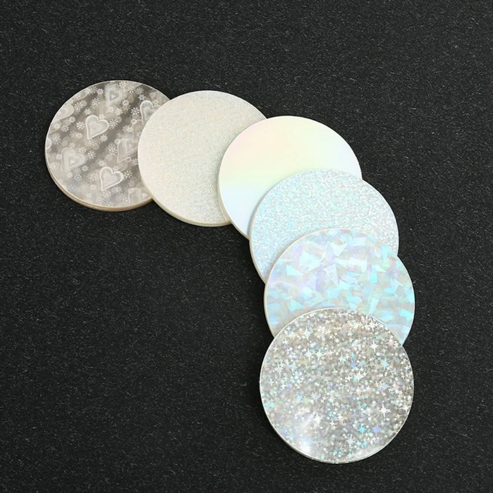 100Pcs Round Laser Film Badge Covers Star Pattern Multiple Styles Transparent Badge Film DIY Making PVC