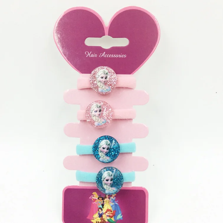 Hair Accessories 4pcs Disney cartoon Frozen children hair rope Elsa princess hair accessories cosmetic headwear girl birthday gift rubber band