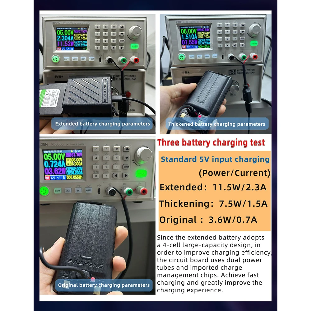 Baofeng UV-5RH Pro Walkie Talkie Battery USB-C Charging BL-5RH Upgraded 3800 6800mAh UV-5RM UV-K5 Pro Max Rechargable Batteries 3