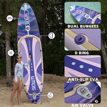 SOWM SUB Waterproof Inflatable Paddle Board 11''x34''x6''Adult Standing Style Aquatic  Yoga Fishing With Accessories SUP сапборд 5