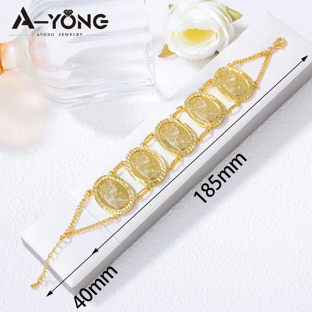 Arabisches Mode-Münzarmband 21k Vergoldet Oman Braut Hochzeit Manschettenarmband Habesha Frauen Event Party Schmuck – Detail 11