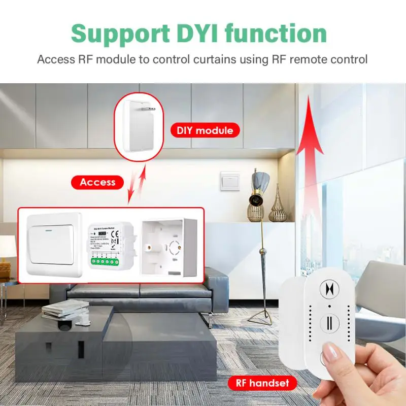 롤러 셔터 블라인드 모터 QS-S10-C04/ECC02 스위치 지원을위한 Tuya ZigBee/WiFi 스마트 커튼 스위치 모듈 Google 홈 Alexa