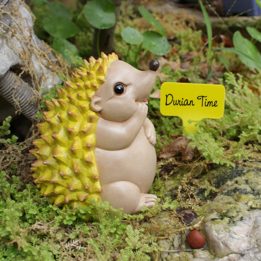 

Durian Hedgehog Statue With Insert Plaque Resin Cartoon Desktop Ornament Artwork Sculpture Home Garden Decorations Birthday Gift