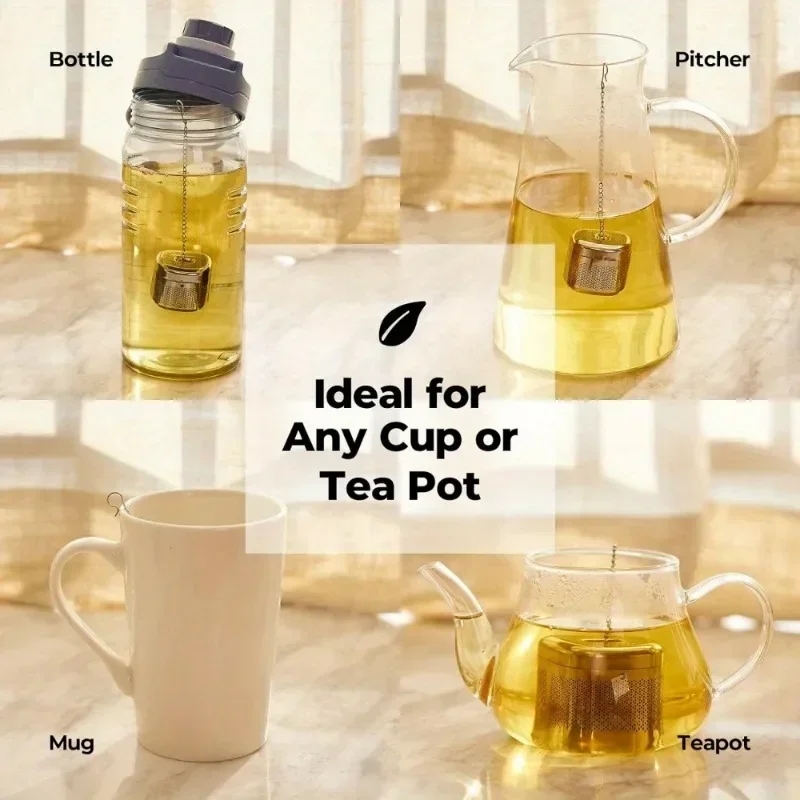 Loose Tea Ball 304 Stainless Steel Ultra fine Mesh Loose Tea Infuser Retractable Chain Design Strainer