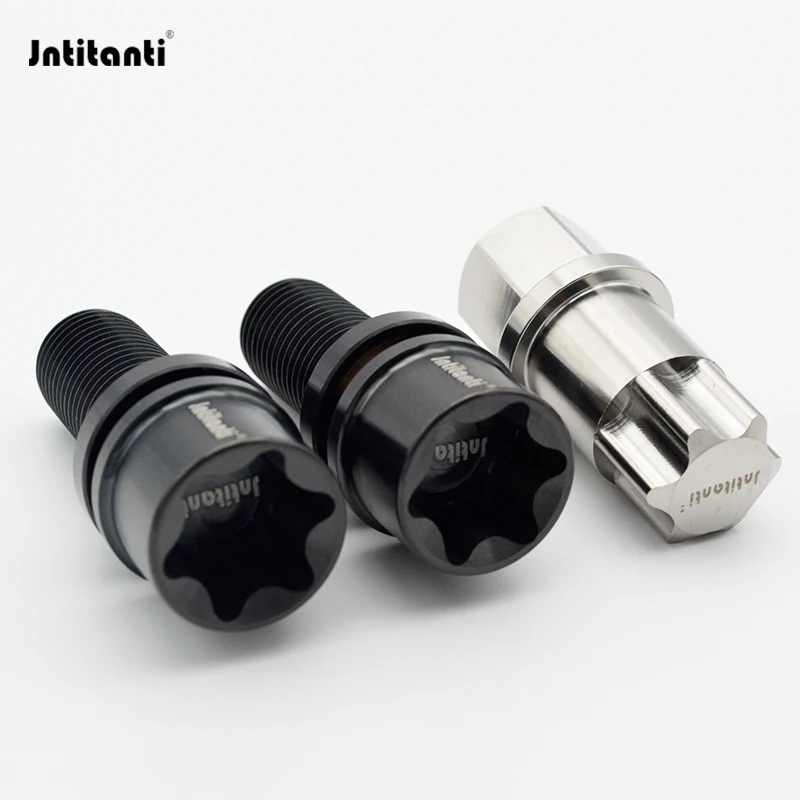 Jntitanti Floating washer 10.9 grade Anti-theft torx socket cone seat Gr.5 titanium wheel bolt M14x1.5*28-45mm for VW AUDI etc.