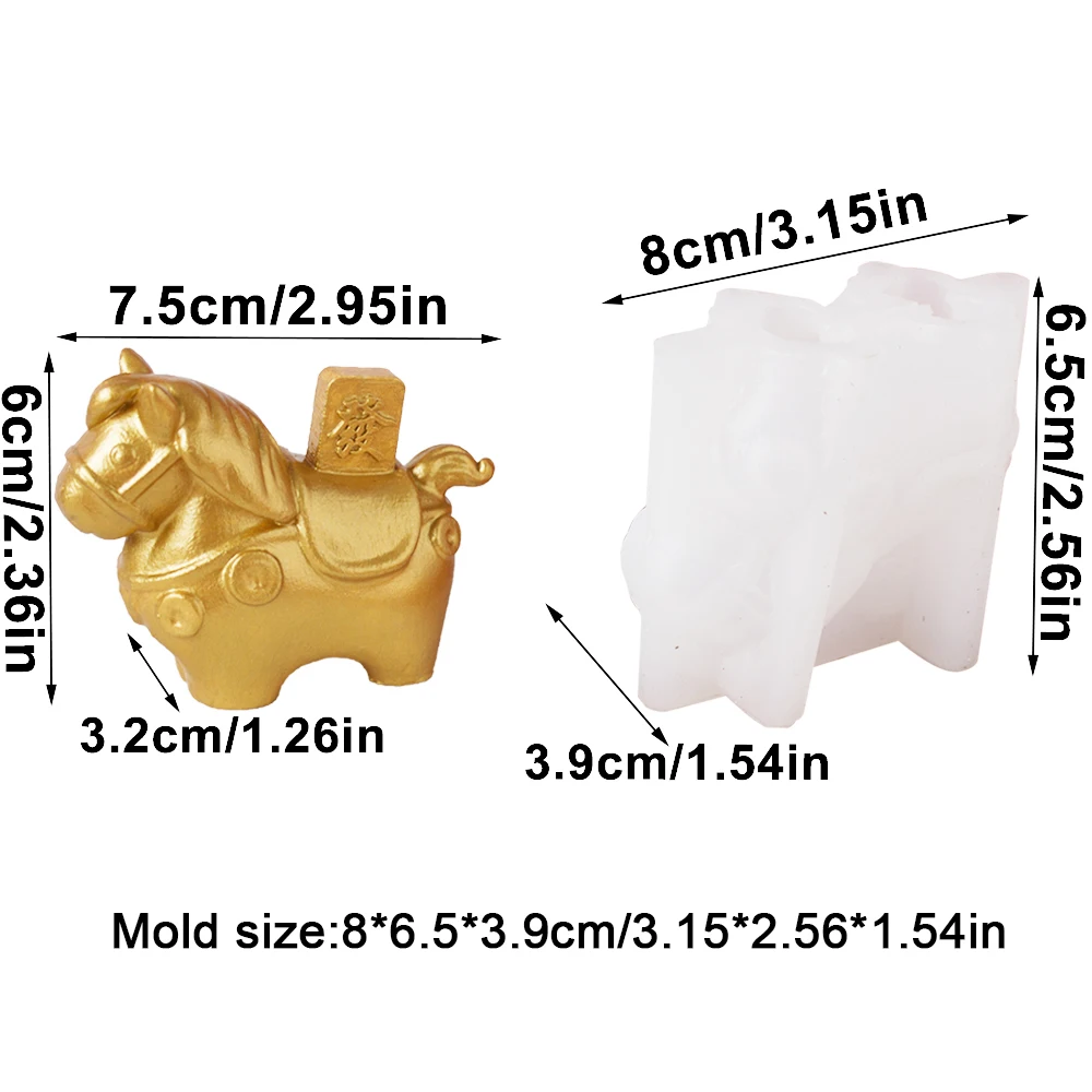 Neujahr Chinesisches Sensenze Sternzeichen Erhalten Sie bald Gips Ornament Kerzenform Frühlingsfest DIY Pferd Kerze Silikonform Erfolg – Detail 6