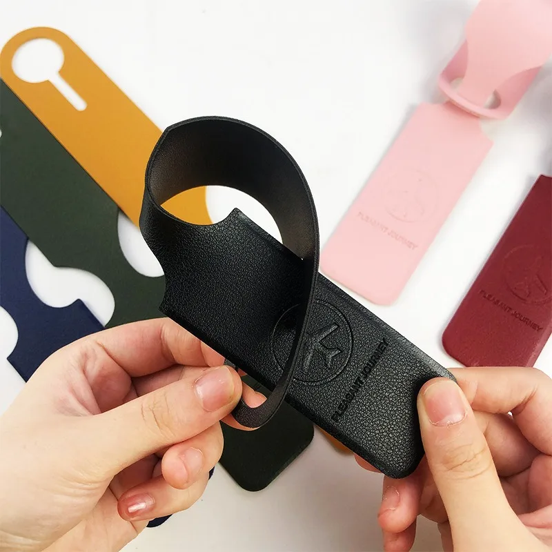 1PCS PU Leather Luggage Tag Women Men Portable Identifier Label Suitcase Baggage Tags Name ID Address Holder Travel Accessories luggage tag