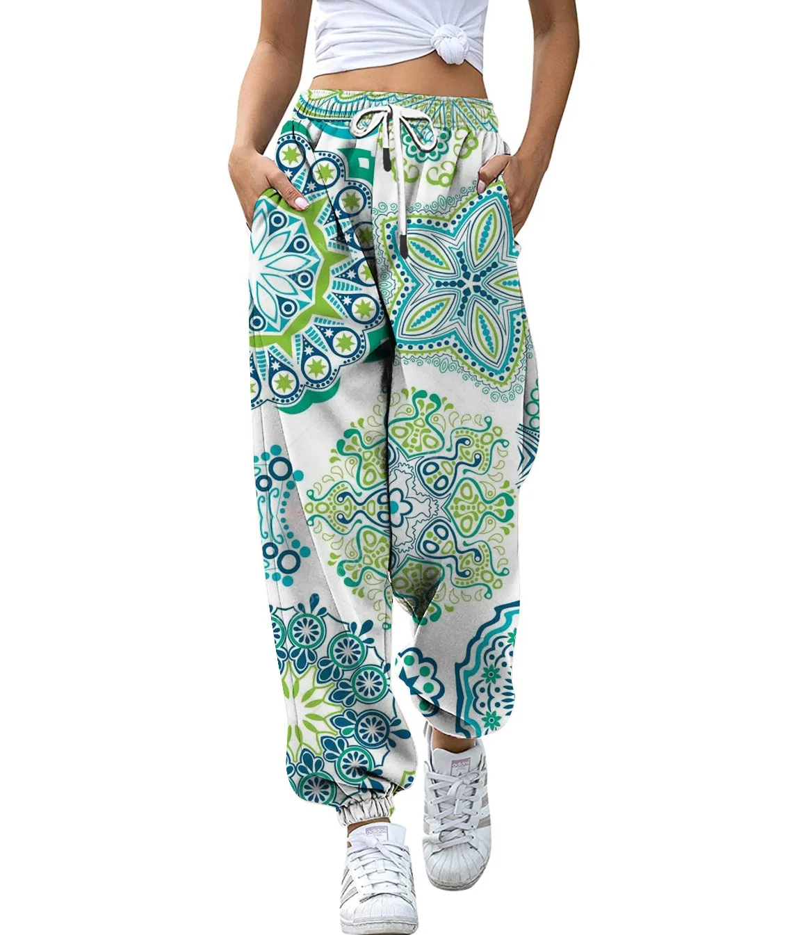 

3D Flowers Print Pants Women Joggers Loose Sweatpants High-waist Streetwear Casual Trousers Cargo Pants Bottoms Thin Spring 2023