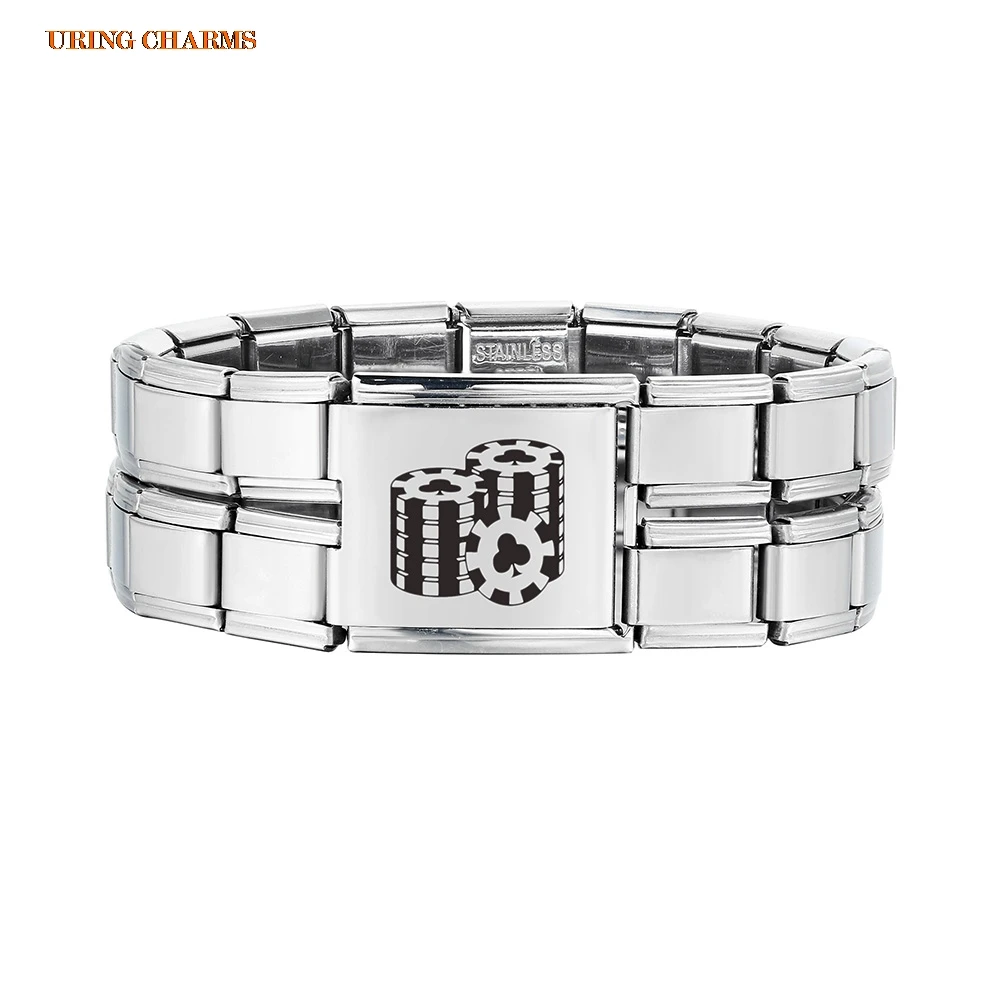 URING Angepasst Laser Gravieren Italienischen Charme Link Fit 9/18mm Edelstahl Armband Frauen Männer Schmuck DIY Machen perlen – Detail 5