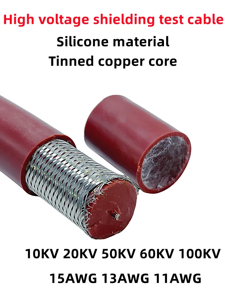 Fio de Alta Tensão do Teste do Cabo do Silicone Gyxzv Protegeu C.a. C.c. 20 30 50 100kv 18 17 15 13 11 Awg o