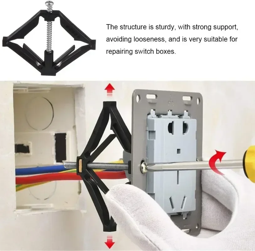 Wall switch socket repairer Electrical box repairer Wall socket repairer 1-50PCS 86Type Cassette Repairer Dark Box Repair Screw Plug Switch Fixed Support Rod Adjustment Socket Box Repair Electrical Set