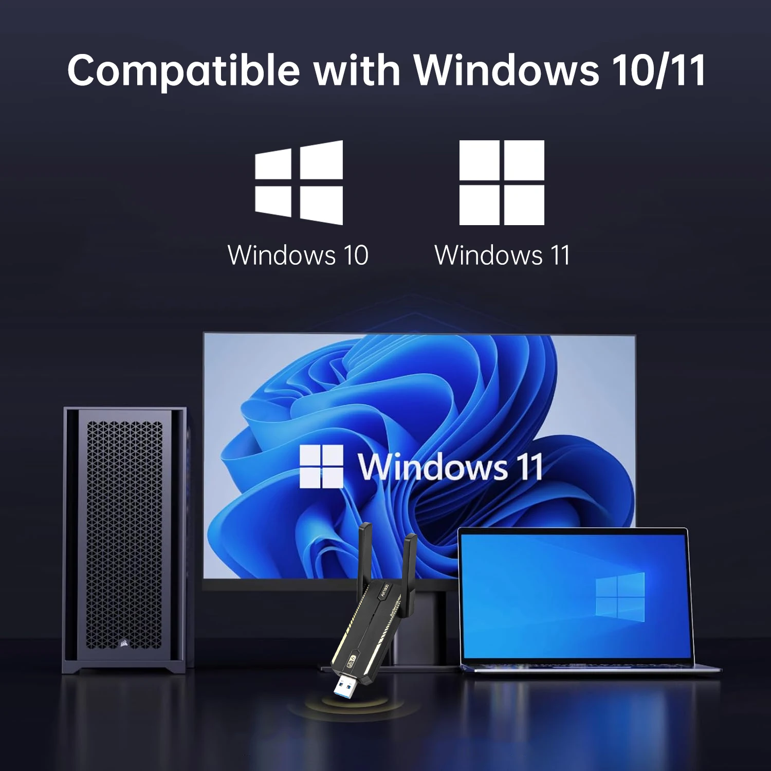 FENVI WiFi 6 USB 어댑터 AX1800 듀얼 밴드 2.4G/5Ghz USB 수신기 동글 네트워크 카드 무선 Wi-Fi 카드 노트북 PC용 Win10/11