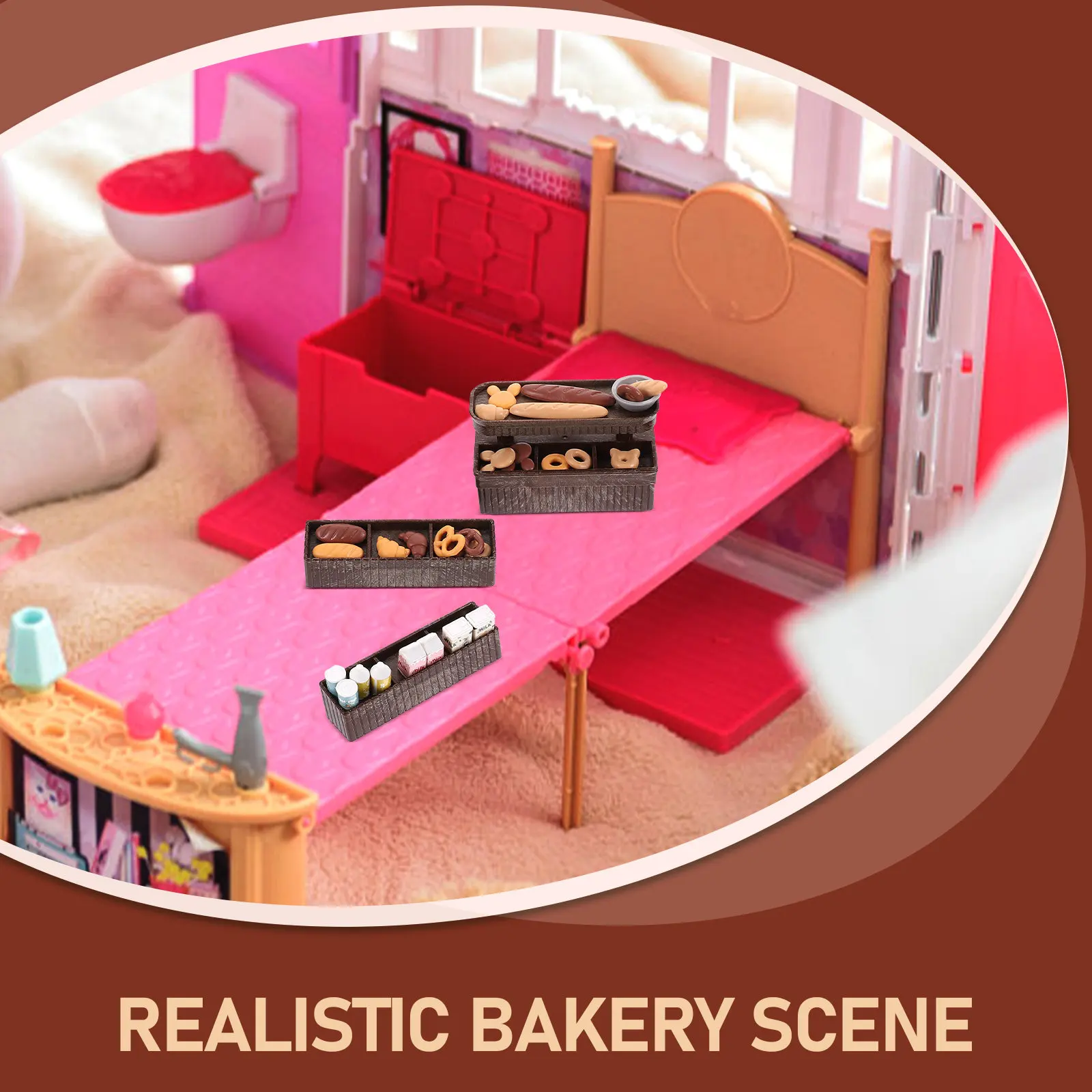 1세트 미니 하우스 베이커리 샵 소품 세트 미니어처 음식 장식품, 마이크로 장면..