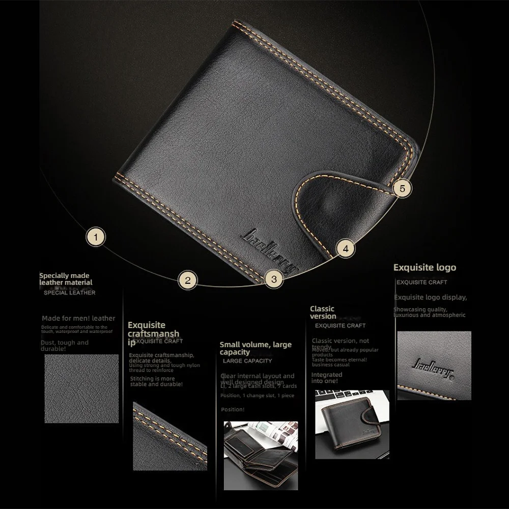 Baellerry Men's Slim Business Wallet RFID Blocking Compact Front Pocket 12+ Card Slots PU Leather