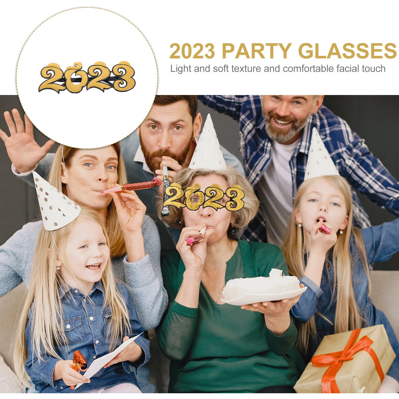 1 쌍 파티 안경 2023 숫자 디자인 경량 새해 사진 소품 크리스마스 새해 파티 안경 프레임 용품