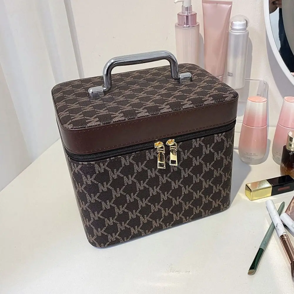 Fashion Waterproof Cosmetic Case Large Capacity PU Leather Travel Suitcase Square Hard Shell Makeup Case Women 4
