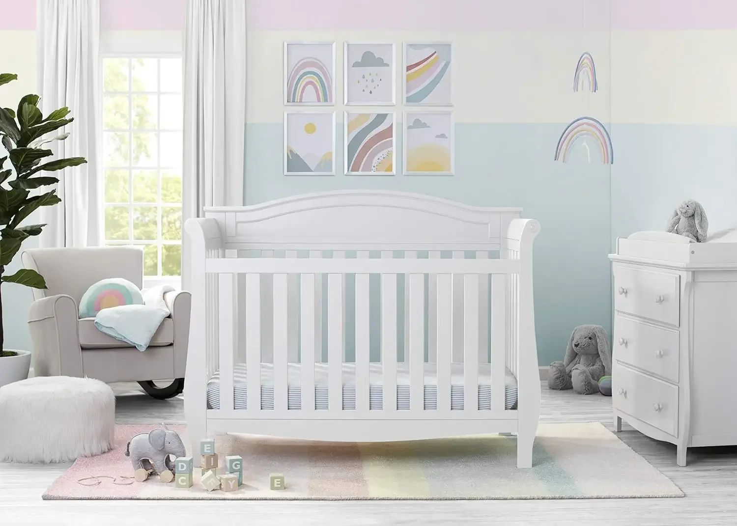 Children Lancaster 4-in-1 Convertible Baby Crib Bianca White