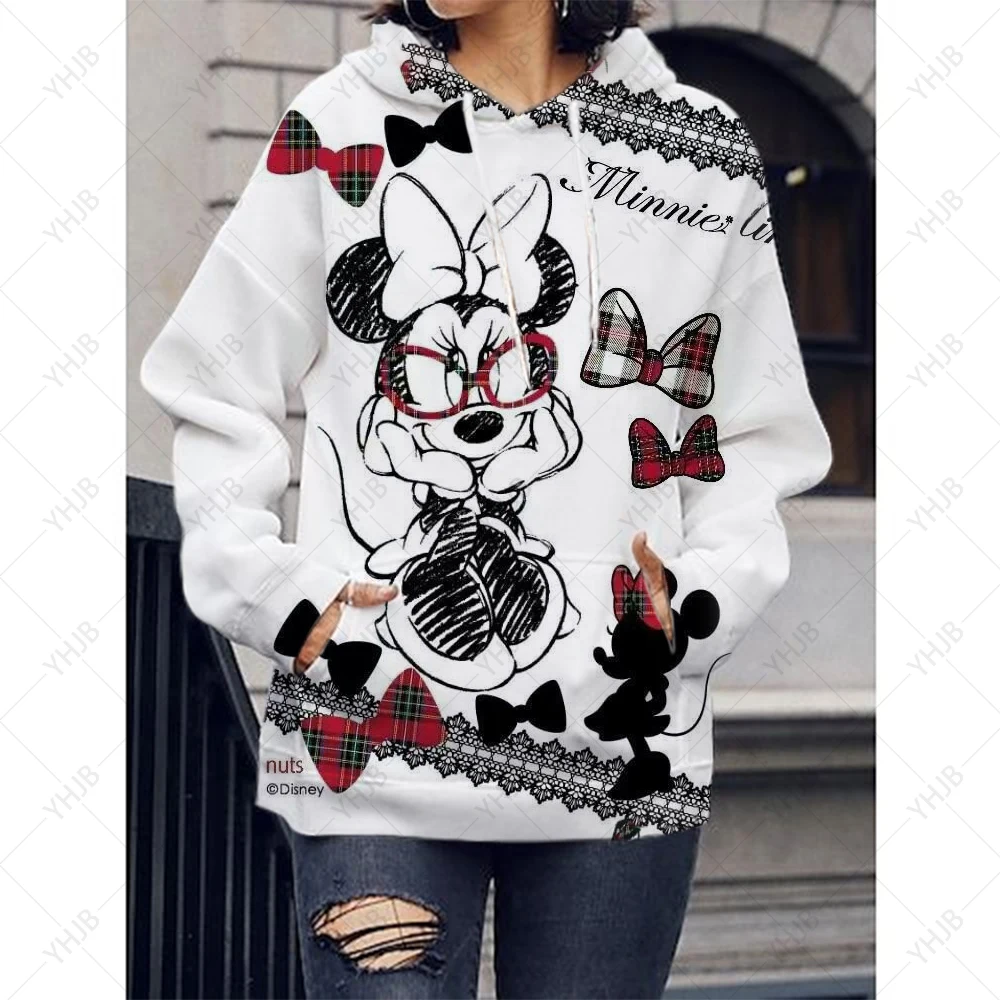 

Winter Hoodie Drawstring Sweatshirt Disney Minnie Mickey Mouse Print Women Winter Hoodie Women Winter Hoodie Female Clothes