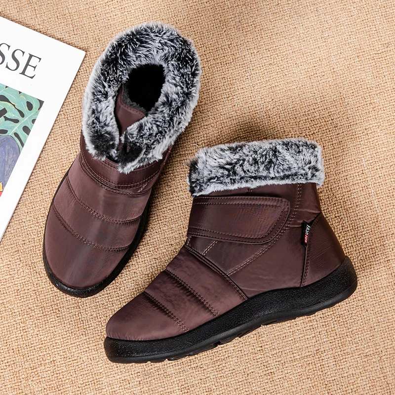 Womens Waterproof Boots Made Of Looped Rabbit Fur