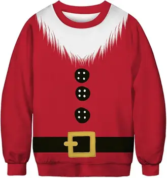 Funny Ugly Christmas Men round-neck sweatshirt 3D Print Fashion Santa Claus Sweatshirts For Women Clothes Xmas Gifts Pullovers 2