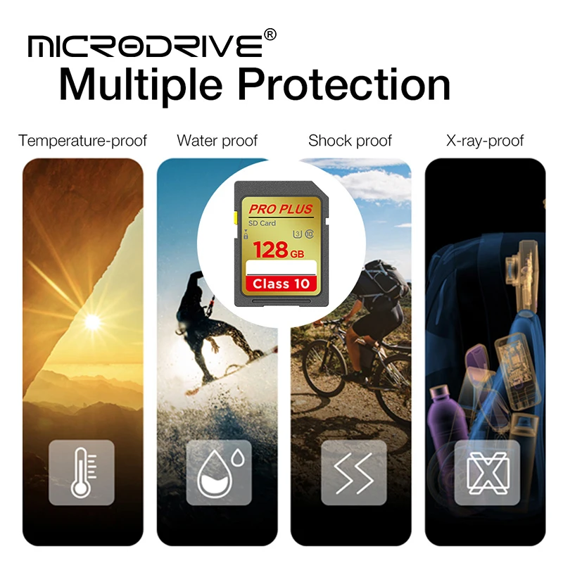 Extreme PRO 표준 SD 카드 16GB 32GB 64GB 128GB 256GB SDHC/XC C10 U3 카메라용 일반 크기 플래시 SD 메모리 카드