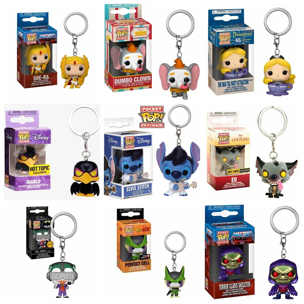 FUNKO POP DISNEY DUBMO PAYASO ALICE STITCH DIABLO ED The Joker Gamer Masters SHE-RA TERROR CLAWS SKELETOR Llavero de bolsillo Pop
