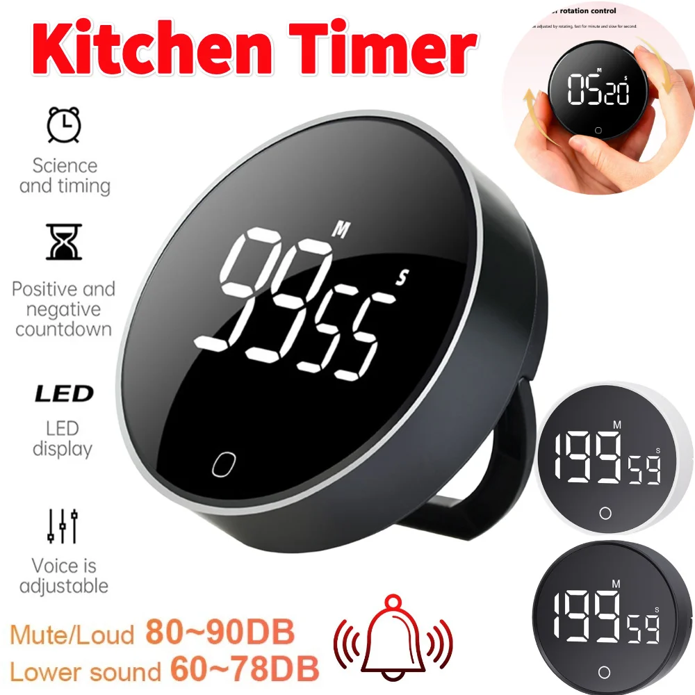 LED Digital Cooking Timer USB Rechargeable Magnetic Shower Study ...