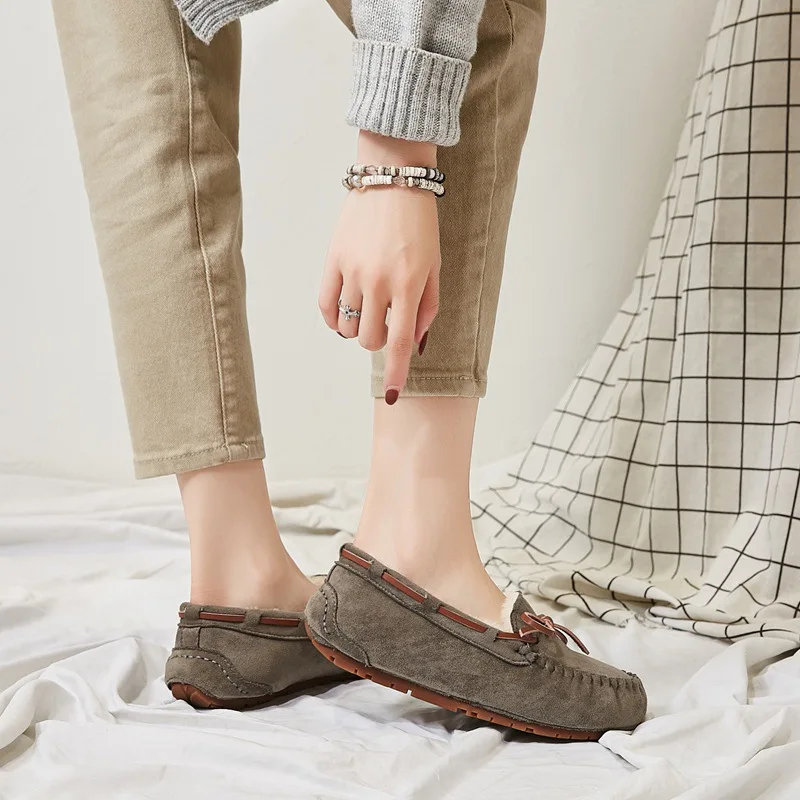 2022 Moccasins Shoes Women Flock Warm Women Flat Espadrilles Loafers