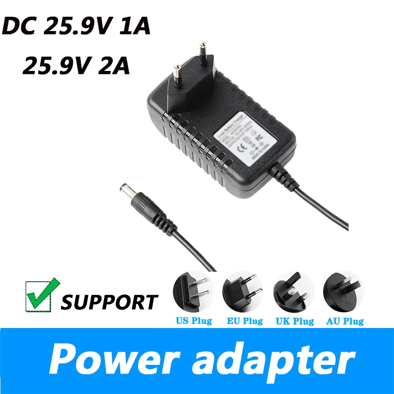 AC100-240V 가정용 진공 청소기 전원 충전 케이블, 스위핑 로봇, EU 플러그, DC 25.9V 1A 25.9V 2A, 5.5*2.1mm