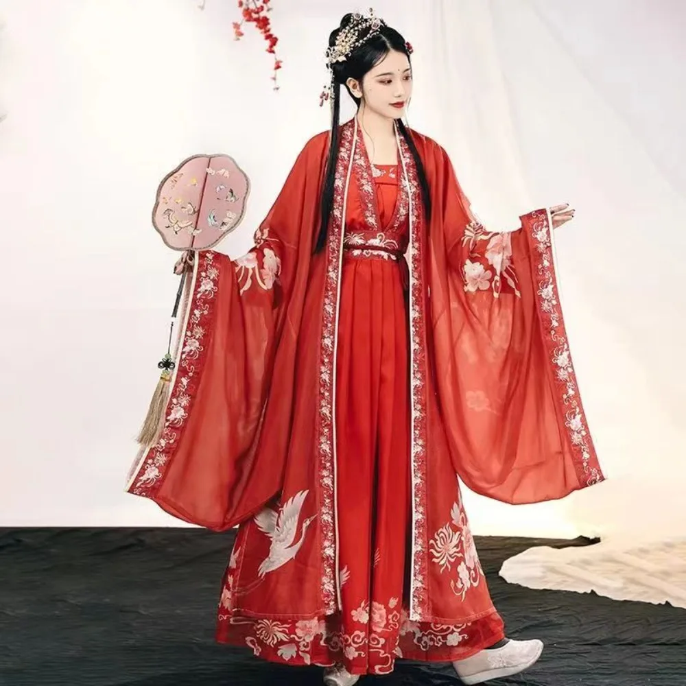 Hanfu-Robe De Danse De Scène Brodée Traditionnelle Chinoise Pour Femme, Costume De Cosplay Nickel é Bleu Et Vert Pour Femme
