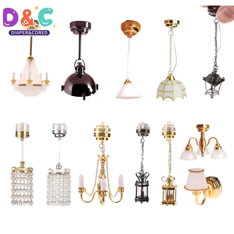 1:12/1:6 Scale Dollhouse Accessories Miniature LED Wall Sconce Lamp, Dollhouse Table Lamp, Battery Operated With ON/OFF Switch 2
