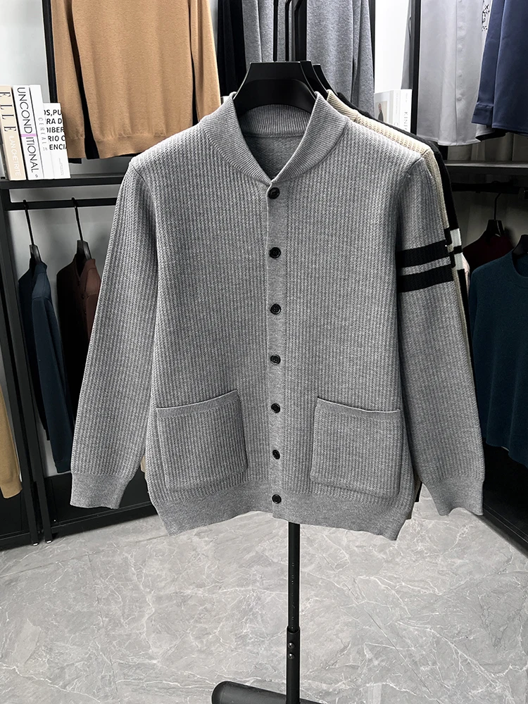 Men's Striped Knit Cardigan View 1